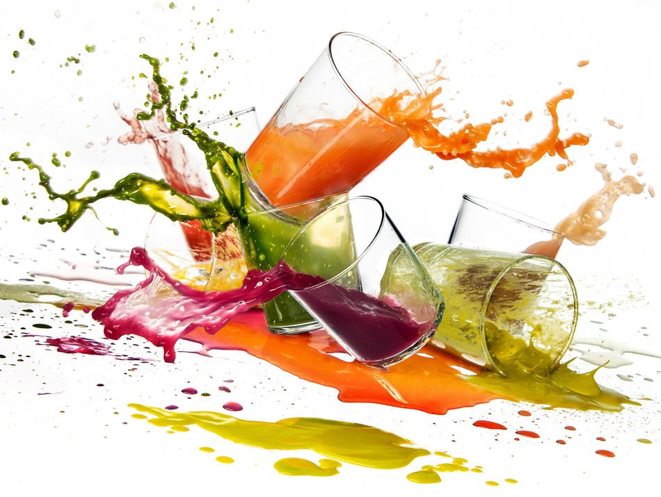 Spilled juice and colorful spray free image download