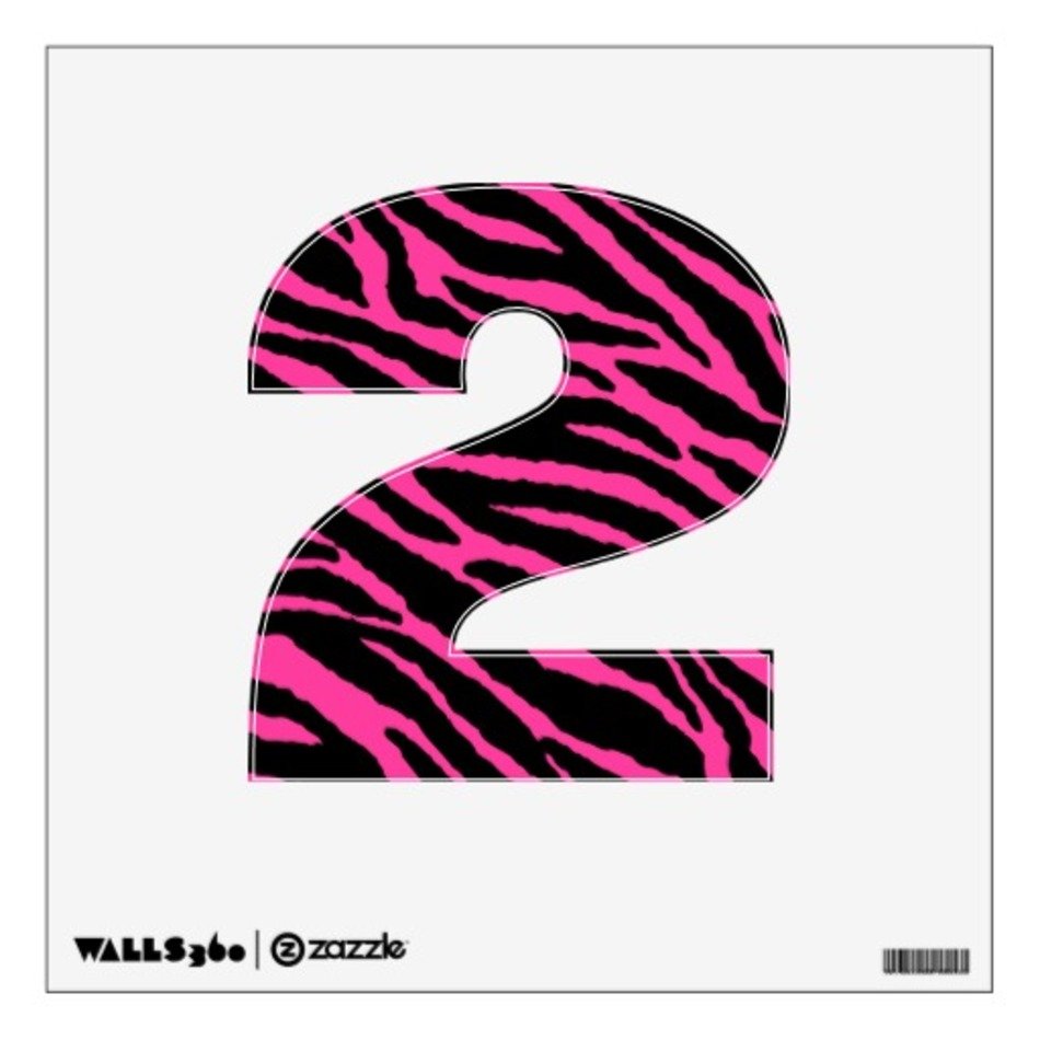 Pink Number 2 Zebra Wall Decal