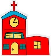 Colorful cartoon church clipart