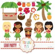 Luau Birthday Party Clip Art drawing