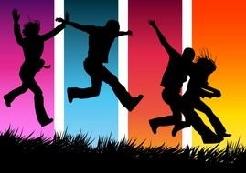 background with jumping people