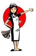Cartoon Maid Cleaning Service