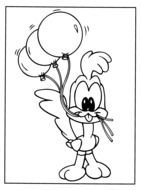 Black and white drawing of Baby Looney Tunes
