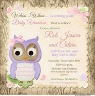 Purple Owl Baby Shower Invitations