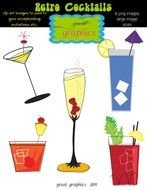 clip art with retro cocktails