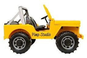 yellow jeep on a white background