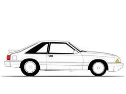 drawing of white Mustang