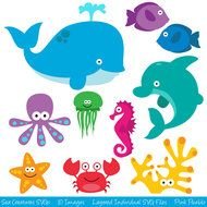 clip art with sea animals
