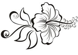 Black silhouette of the hibiscus flower clipart