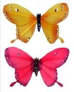 yellow and pink butterflies on a white background