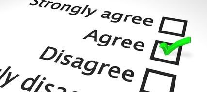 agree, 3d green mark on Questionnaire, drawing