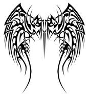 Tribal Angel Wings Tattoo Designs drawing