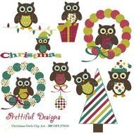 Christmas Owls Clip Art N24