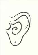 Black and white drawing of the human ear clipart