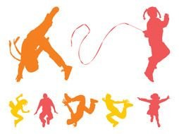 Clipart of Jumping Silhouettes