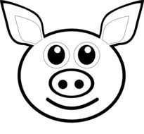 Black And White Cartoon Pig Face