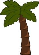 painted brown palm tree with green leaves