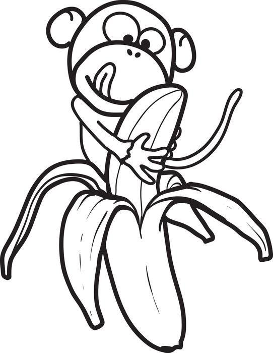 Cartoon Monkey Banana Coloring Pages