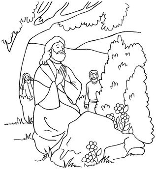 Jesus Praying In The Garden Coloring Page