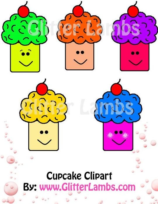 Birthday Party Cupcake Clipart Green And Yellow Blue By