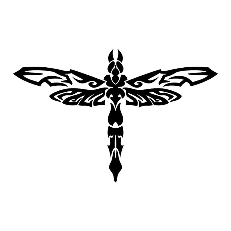 Black And White Dragonfly Tattoo
