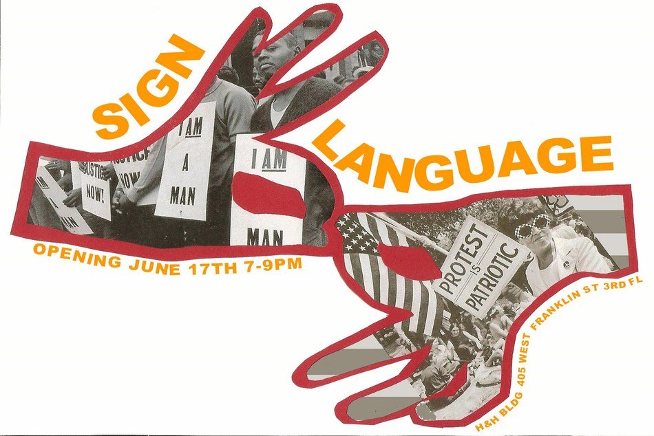 Sign Language, poster with gesturing hands