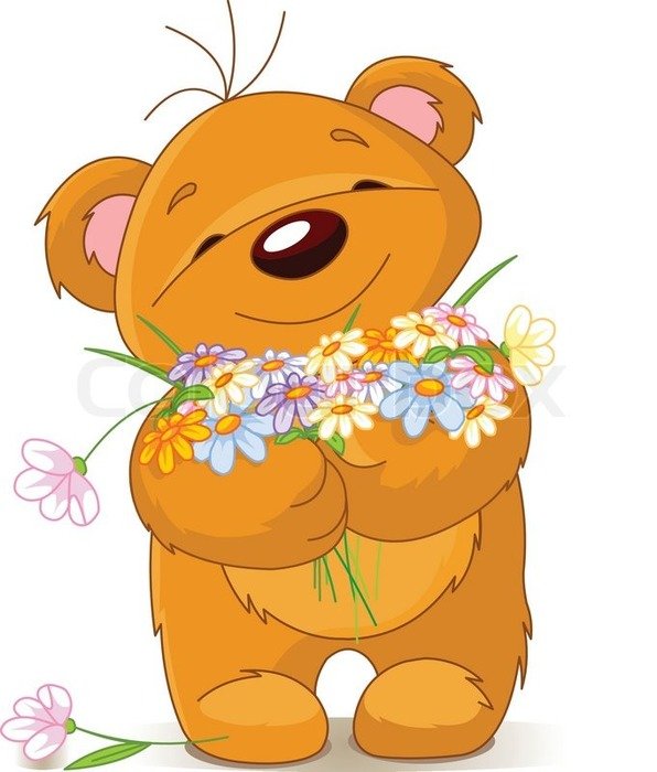 Teddy Bear With Flowers Clip Art N2