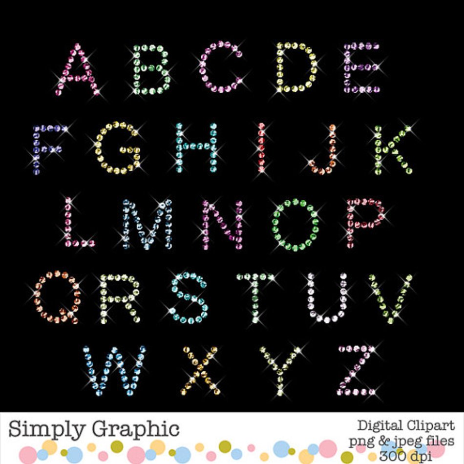 Instant Download Alphabet Art Set Rhinestone Clipart