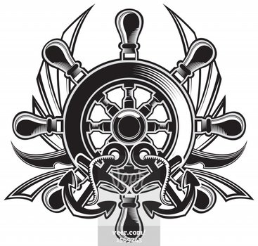 Black And White Ship Steering Wheel