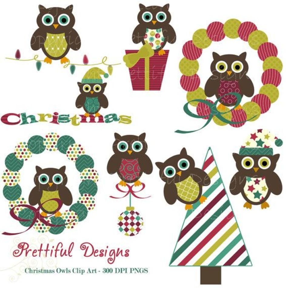 Christmas Owls Clip Art N24