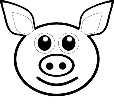 Black And White Cartoon Pig Face