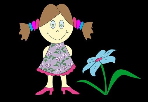Child With Flowers Clip Art