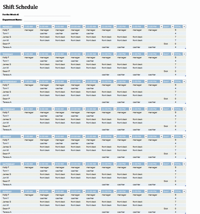 Work Schedule Template Excel free image download