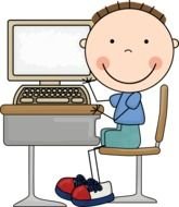 cartoon boy with computer