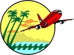 plane above tropical island, drawing