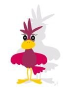 drawing of a pink chicken on a white background