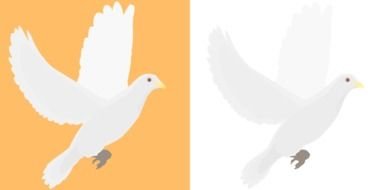 white Dove at yellow and white background, Clip Art
