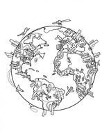 World Map Coloring Page drawing