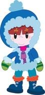 Boy Winter Clothes with green mittens Clip Art