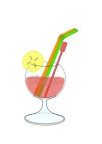 glass with cocktail and straws