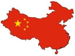 red map of China with flag