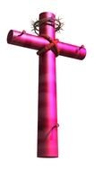 pink cross with blackthorn wreath