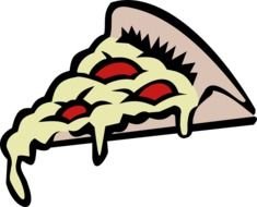 drawn slice of pizza with sausage and cheese