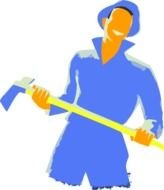 Cartoon Man Holding Axe
