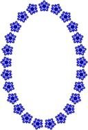 oval frame of blue flowers