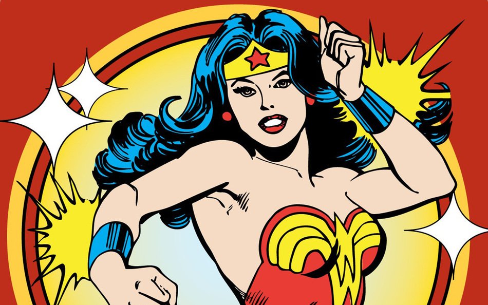 Colorful cartoon drawing of Wonder Woman clipart