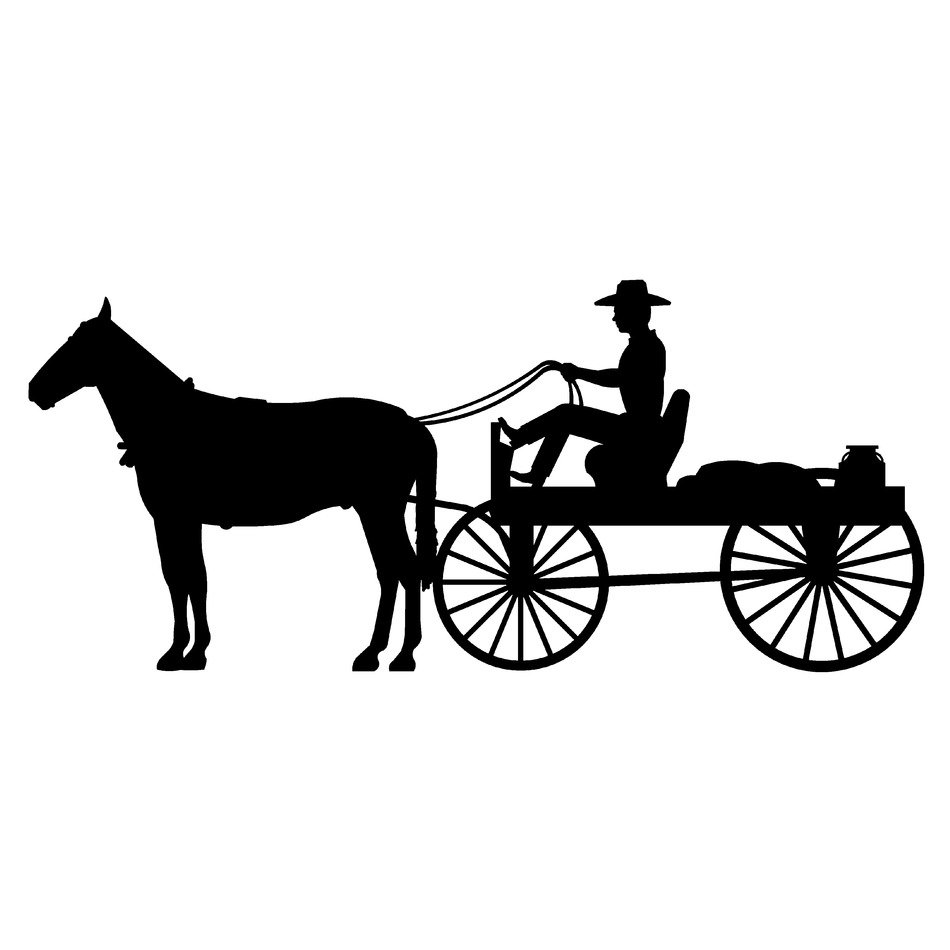 Black silhouettes of the Horse and Buggy clipart