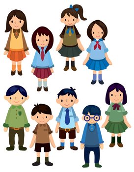 Different Cartoon School Child Image Vector 05