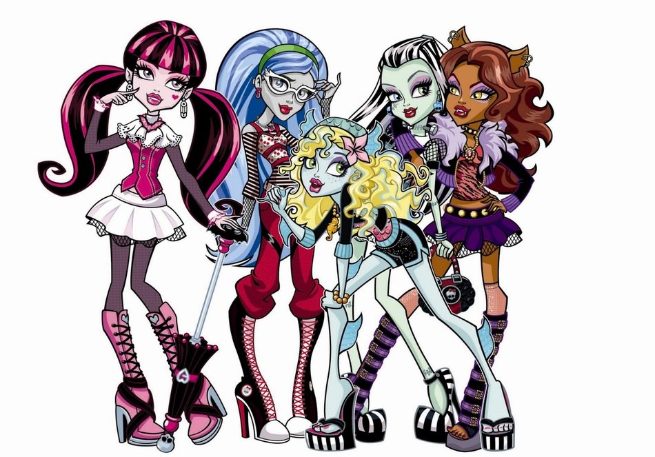cartoon girls on a white background