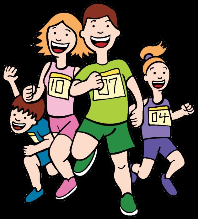 sporty family in graphic representation